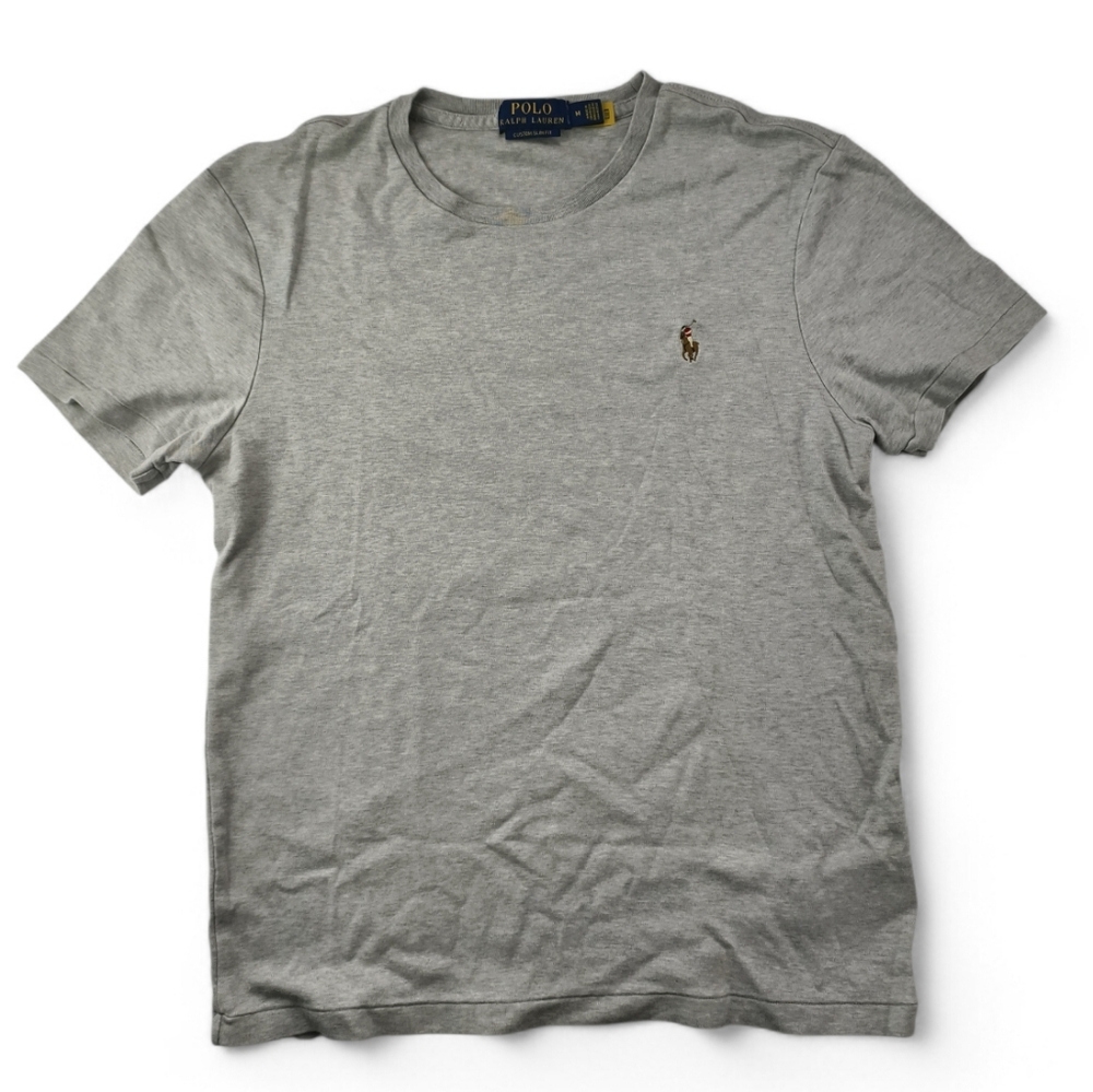 Polo Ralph Lauren Grey T Shirt Custom Slim Fit Casual Classic Womens M